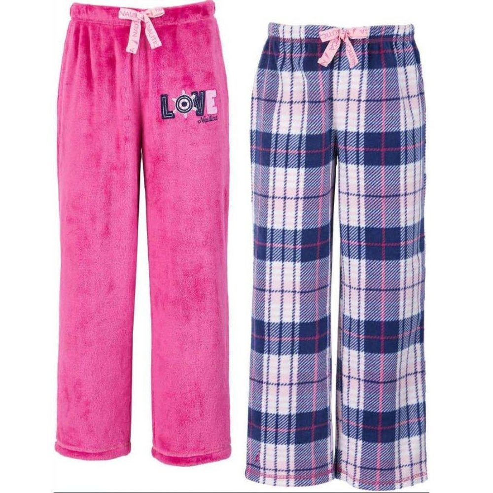 Nautica Girls 2-Pack Sleep Pants (14, Pink Plaid)